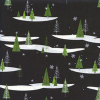 Winterberry Tossed Forest Black Riley Blake Quilting Fabric - Sold by the 1/2 Yard