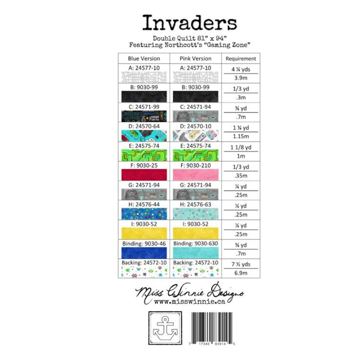 Invaders Video Game Quilt Pattern