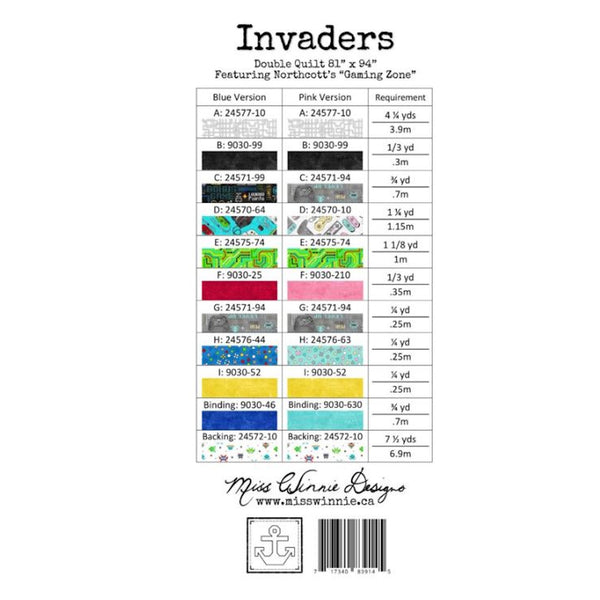 Invaders Video Game Quilt Pattern