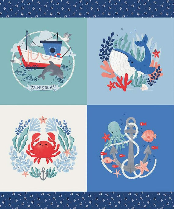 Riley Blake Lost at Sea You, Me, and the Sea Panel - Measures 36" x 43-1/2"