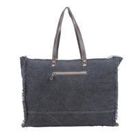 Sea Grass Canvas and Hide on Hair Leather Weekender Bag