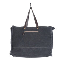 Sea Grass Canvas and Hide on Hair Leather Weekender Bag
